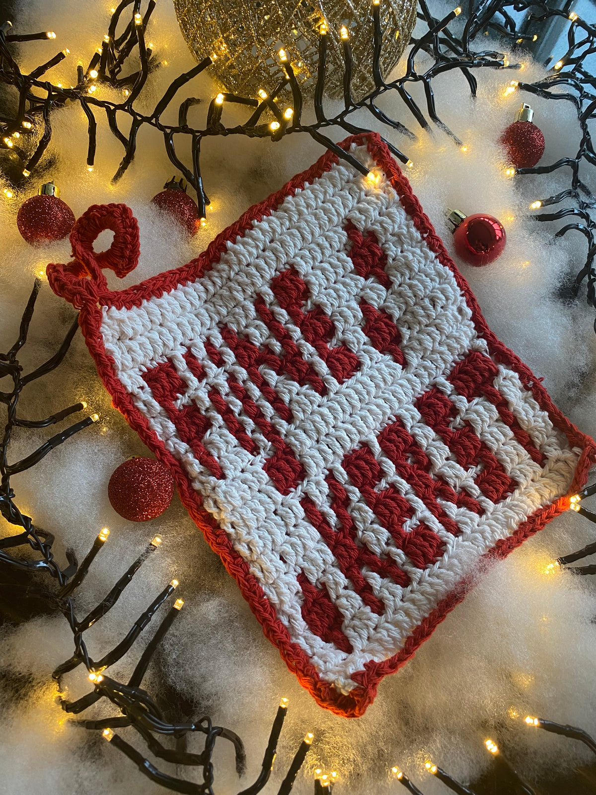Crochet Pattern Potholder 'Fijne kerst' - Modern Christmas Pattern (PDF)