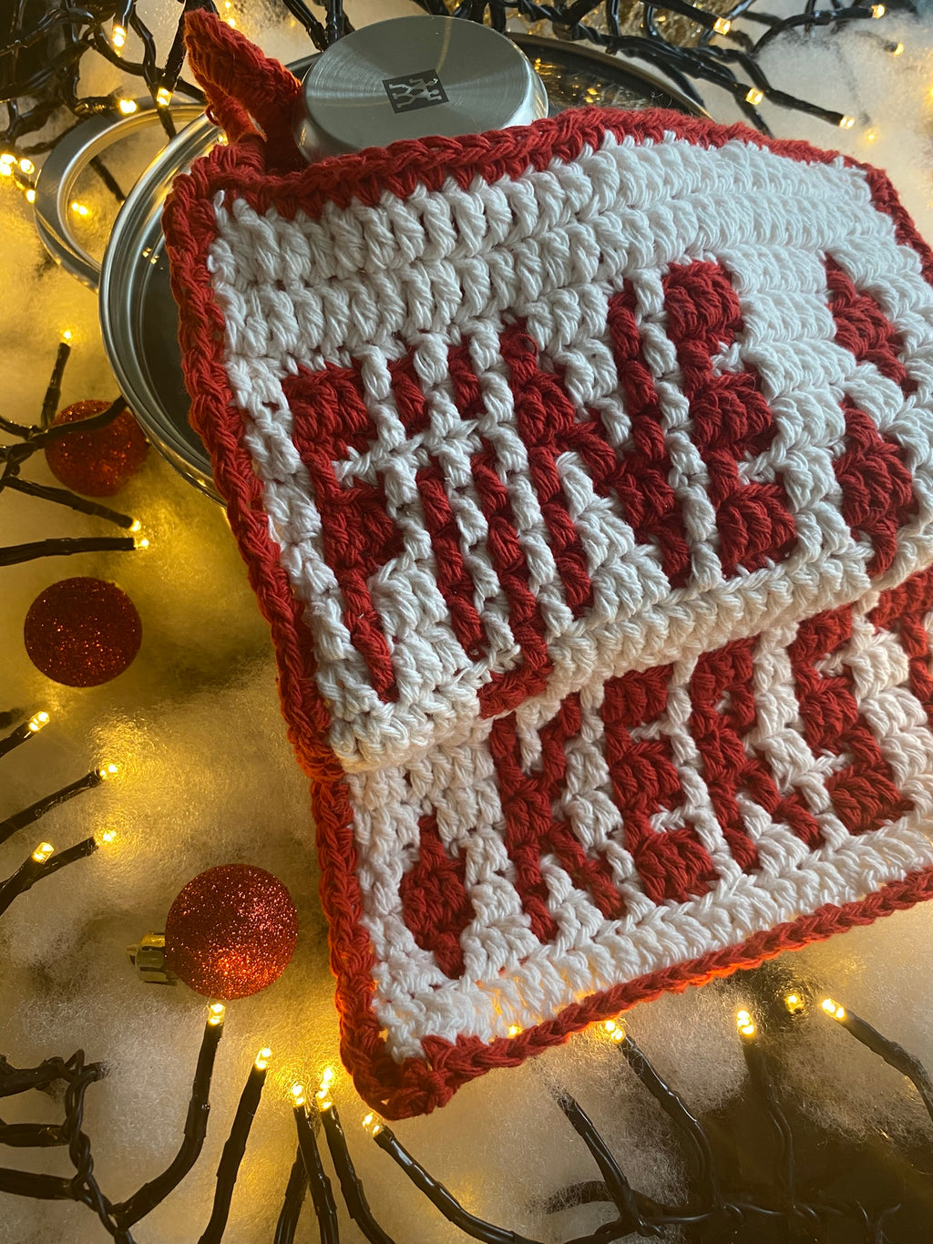 Crochet Pattern Potholder 'Fijne kerst' - Modern Christmas Pattern (PDF)